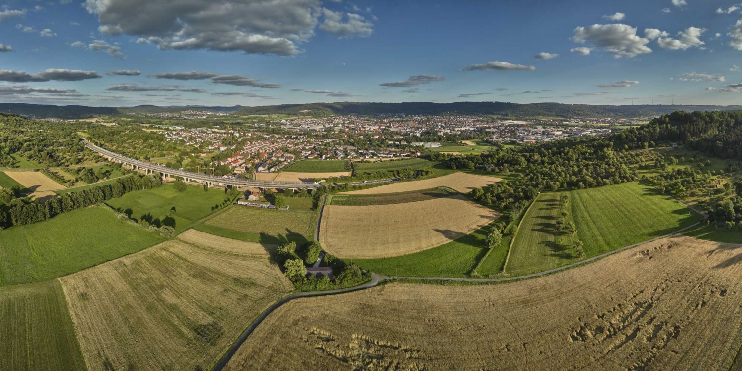 Panoramafotografie Virtuelle Touren 360Grad Fotografie Stuttgart und Umgebung 360x180 Grad Sphärisches Panorama Blick von Schornbach nach Schorndorf