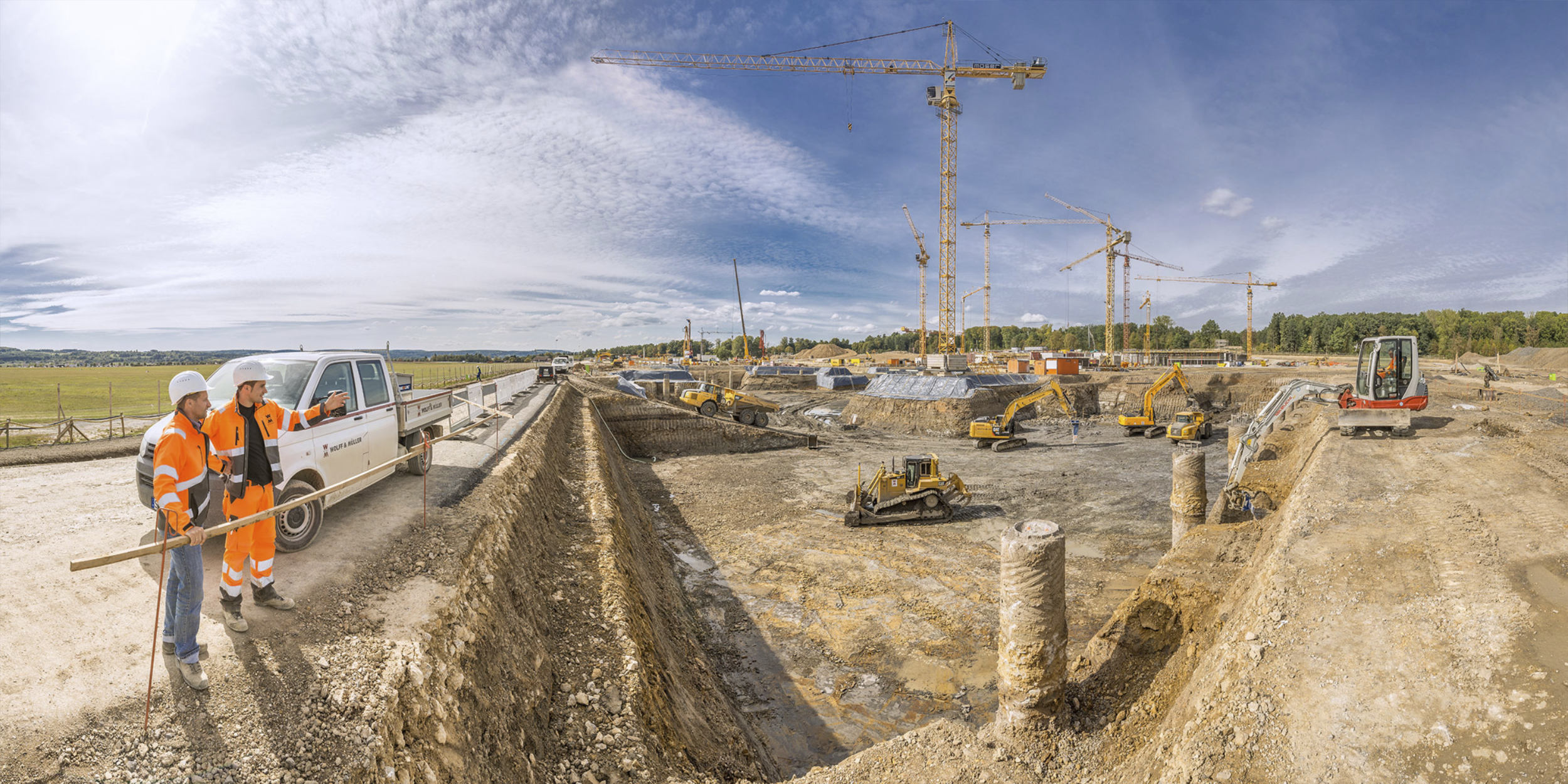 Panoramafotografie Virtuelle Touren 360Grad Fotografie Stuttgart und Umgebung Wolff und Müller Bauarbeiten Tiefbau Malmsheim Besprechung Baubegutachtung Bagger Kräne Kipper